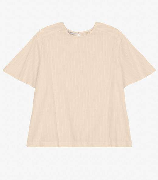 Blusa Plus Size Manga Curta Secret Glam Bege