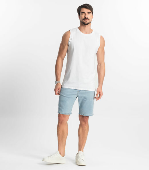 Regata Masculina Básica Meia Malha Diametro Branco