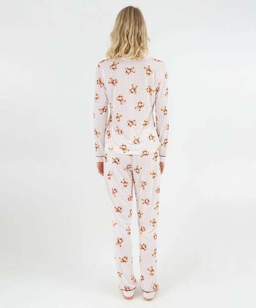 Pijama Americano Feminino Ursos Marisa Off White