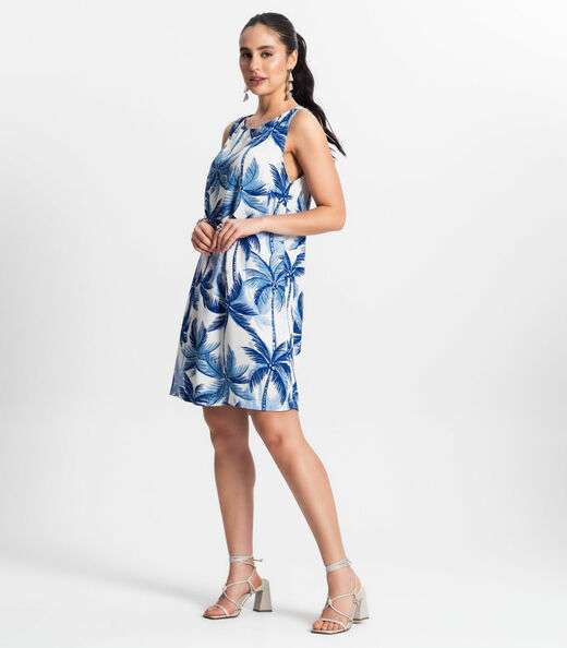 Vestido Feminino Curto De Viscose Select Azul