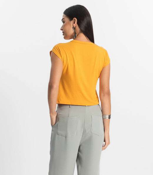 Blusa Básica Feminina Viscotorcion Rovitex Amarelo