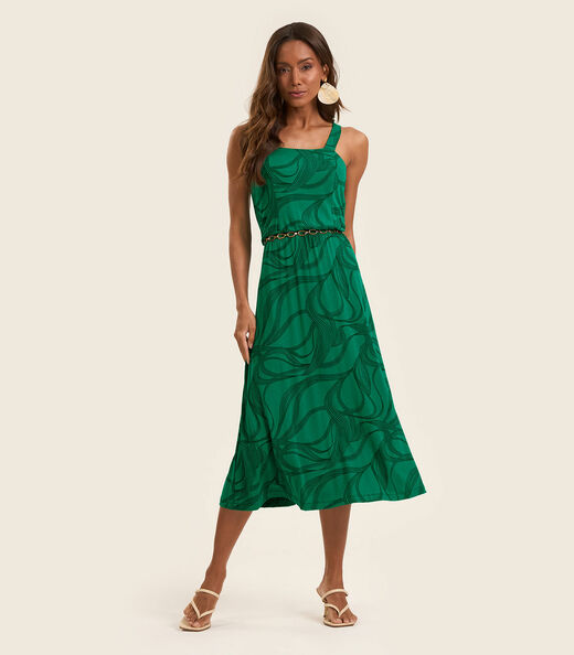 Vestido Midi em Viscotorcion Rovitex Verde