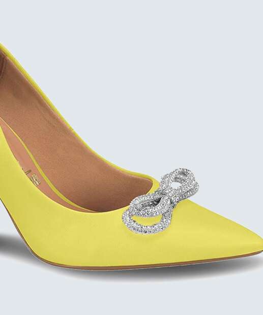 Scarpin Feminino Salto Fino Laço Strass Vizzano