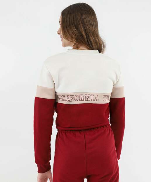 Casaco Juvenil Cropped Moletom Marisa Tam 10 a 16 Vermelho