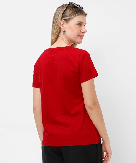 Camiseta Feminina Manga Curta Hello Kitty Vermelho