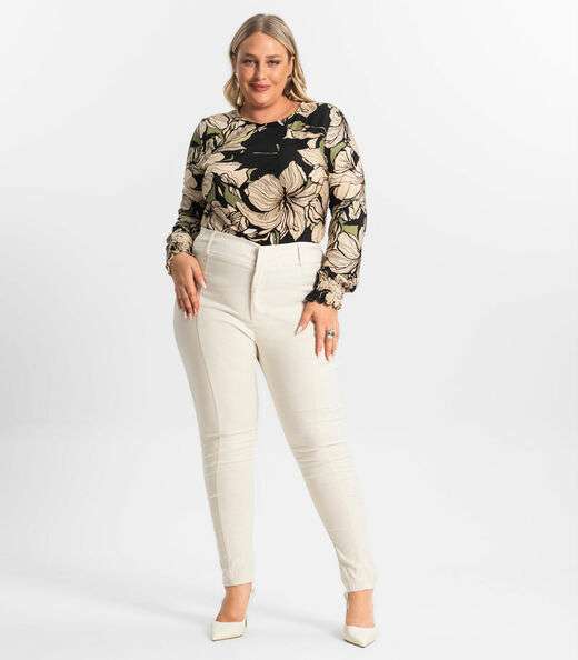 Blusa Plus Size Manga Longa Feminina Secret Glam Verde