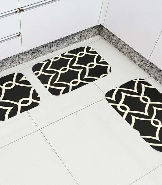 Tapete Cozinha Base Antiderrapante Tapetes Junior Preto