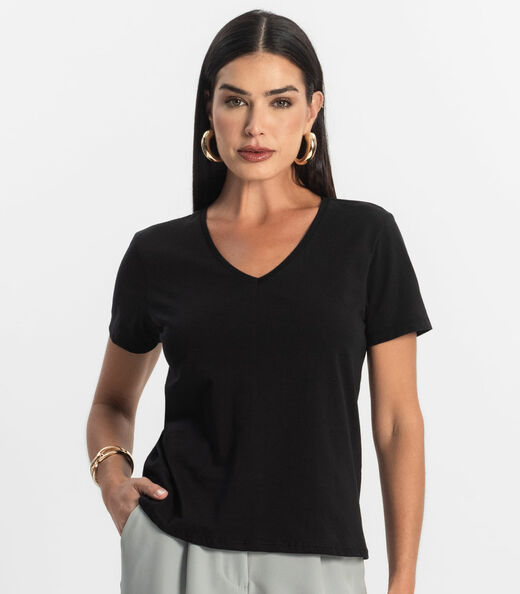 Blusa Básica Feminina Meia Malha Rovitex Preto