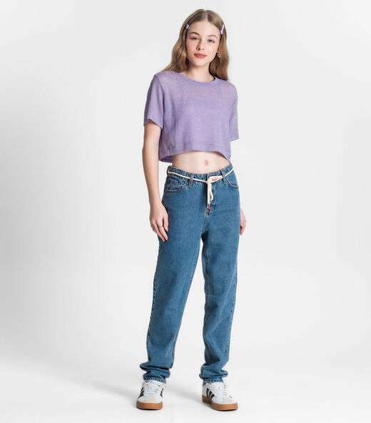 Blusa Juvenil Feminina Com Sobreposição Minty Roxo