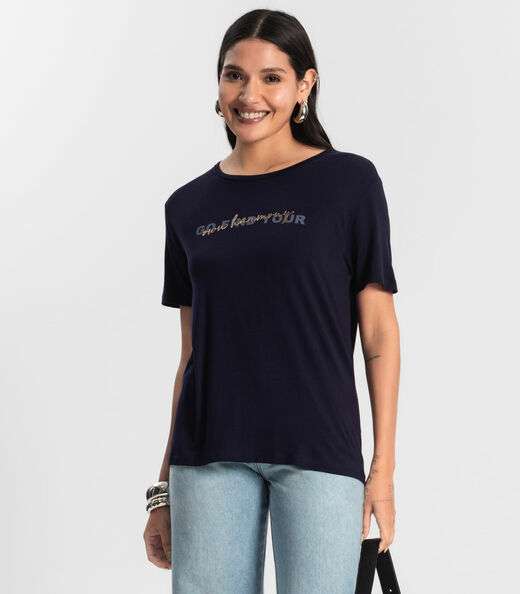 Blusa Feminina Viscotorcion Rovitex Azul