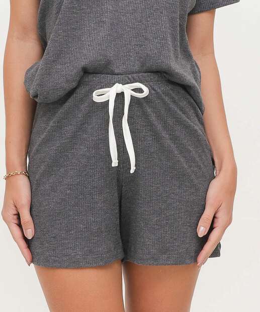 Pijama Feminino Canelado Manga Curta Marisa