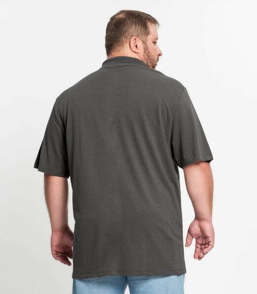 Camisa Polo Piquet Plus Size Masculina KO Cinza