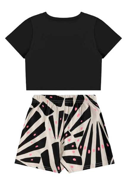 Conjunto Blusa Cropped e Short-Saia Bee Loop