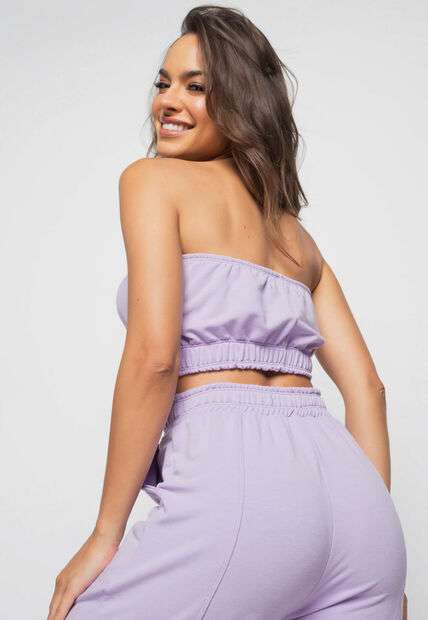 Cropped  Tomara Que Caia Malha Comfort Lilás