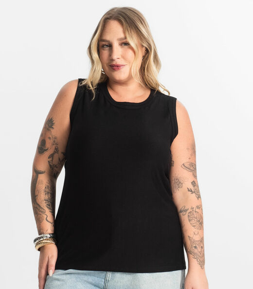 Regata Feminina Plus Size Secret Glam Preto