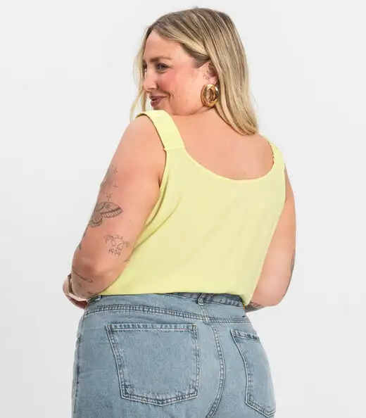Regata Feminina Plus Size Infinita Cor Amarelo