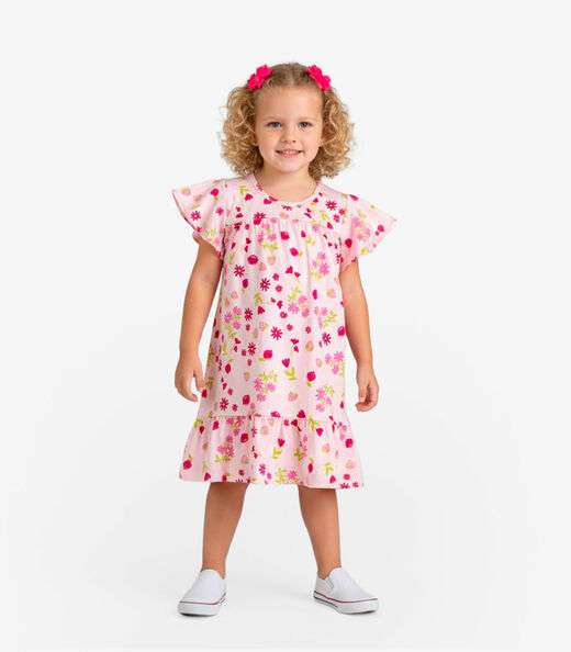 Image_Vestido Infantil Com Manga Godê Select Rosa