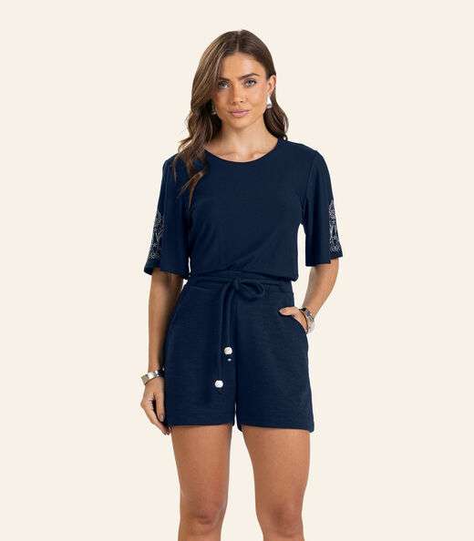 Blusa Viscose Creponada Feminina Endless Azul