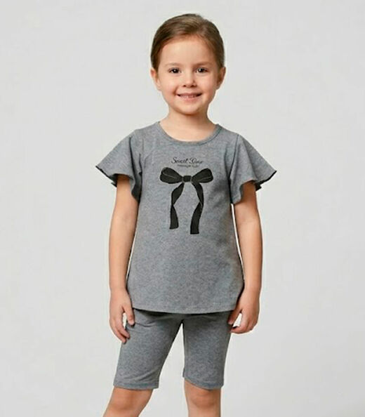 Conjunto Infantil Feminino Blusa E Ciclista Select Cinza