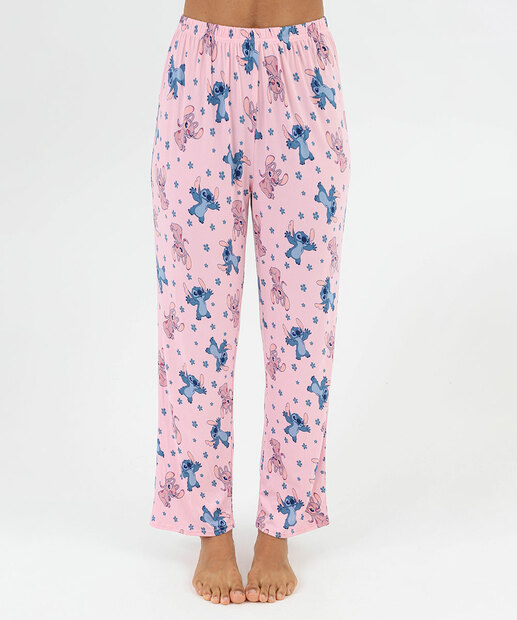 Pijama Feminino Estampa Stitch e Angel Rosa