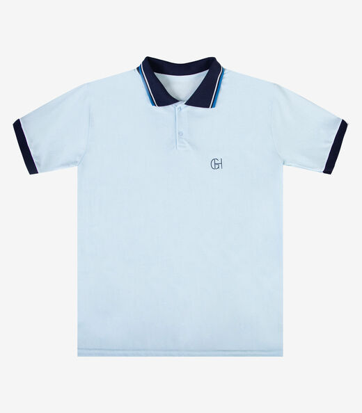 Camisa Polo Masculina Plus Size Manga Curta Select Azul