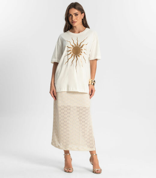 Blusa Feminina Manga Curta Sun Endless Bege