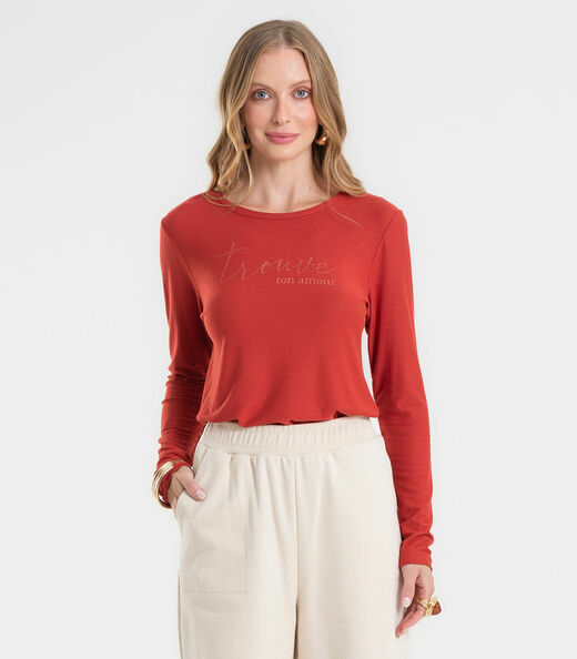 Image_Blusa Feminina Manga Longa Com Estampa Rovitex Laranja