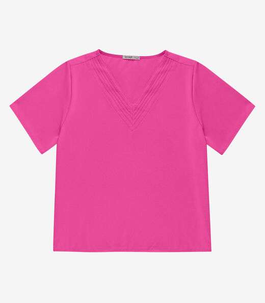 Blusa Manga Curta Plus Size Secret Glam Rosa
