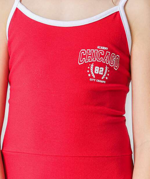 Vestido Juvenil Alças Finas Marisa 10 a 16 Vermelho