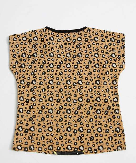 Camiseta Infantil Animal Print Minnie Disney Tam 4 a 10