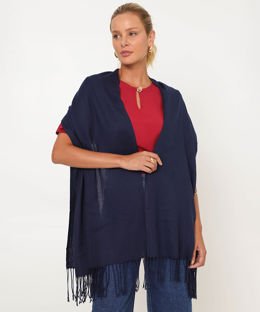 Cachecol Feminino Liso Marisa Azul