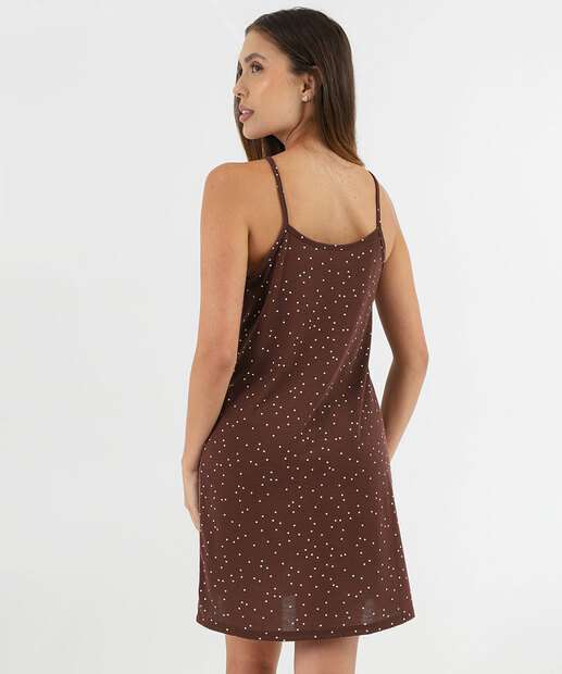 Camisola Estampa Estampa Poá Alças Finas Marisa Marrom