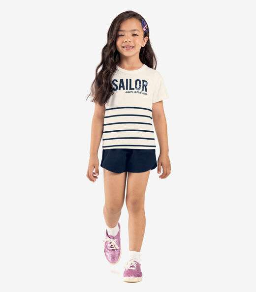 Conjunto Infantil Blusa Com Shorts Rovi Kids Bege