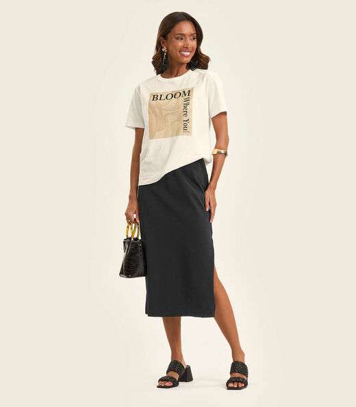 T- Shirt Feminina em Meia Malha Rovitex Bege