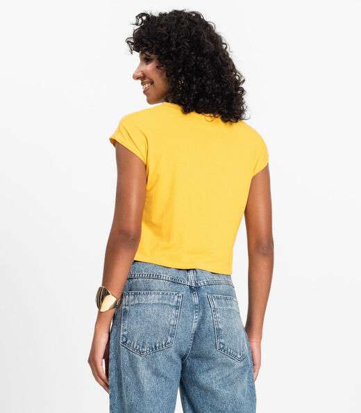 Blusa Básica Feminina Viscotorcion Rovitex Amarelo