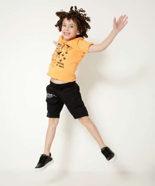 Camiseta Infantil Estampa Dinossauro MR Tam 4 a 10