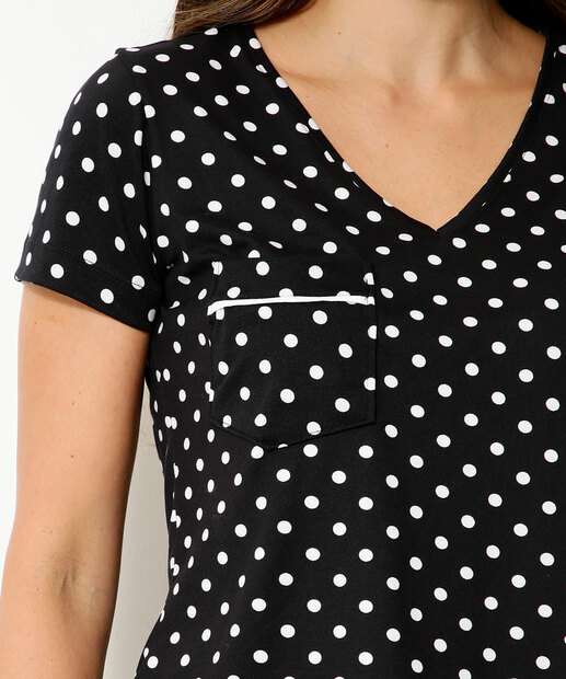 Pijama Feminino Estampa Poá Manga Curta Marisa
