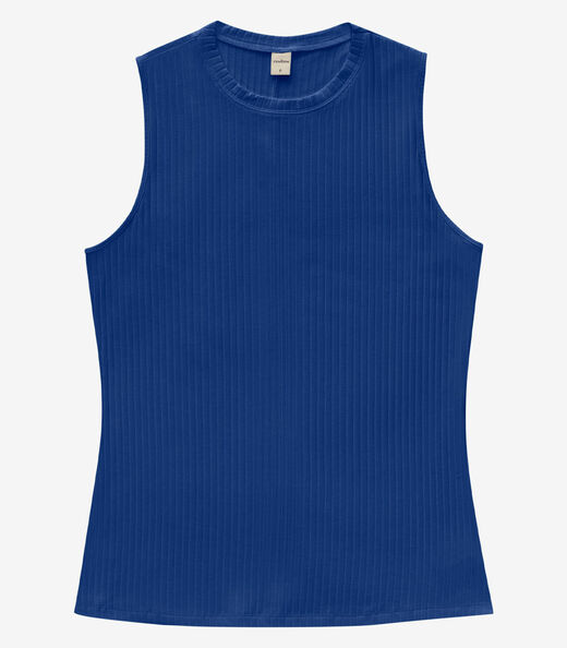 Regata Feminina Ribana Canelada Rovitex Azul