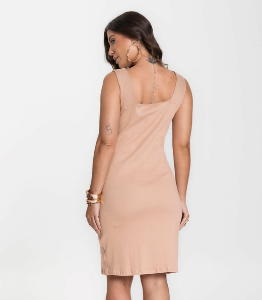 Vestido Canelado Feminino Select Marrom