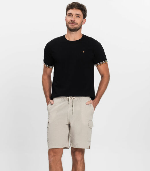 Image_Bermuda Masculina Sarja Cargo Com Elástico Shift Bege