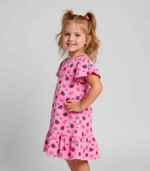 Vestido Infantil Com Babado Franzido Select Vermelho