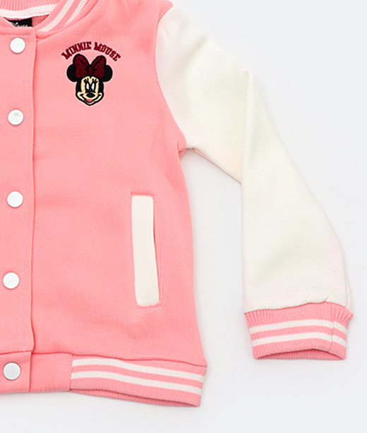 Jaqueta infantil Moletom Bomber Minnie Disney Tam 4 a 10 Rosa
