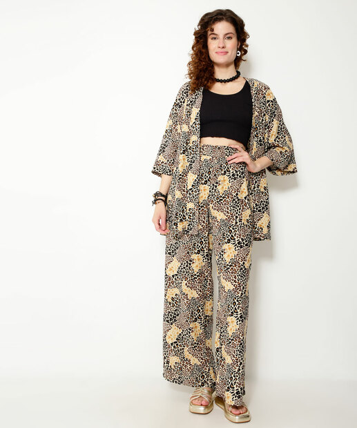 Calça Pantalona Feminina Estampa Animal Print Marisa