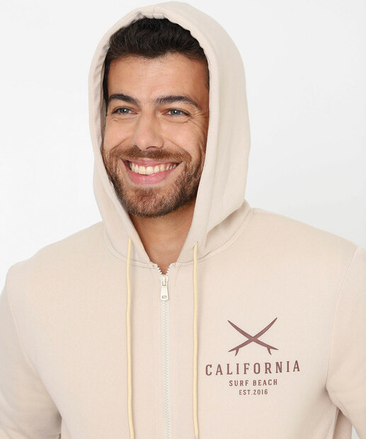 Casaco Masculino Moletom Capuz Marisa Off White