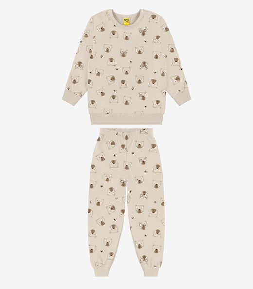 Conjunto Blusão Com Calça Menino Rovi Kids Bege