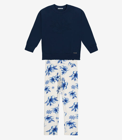 CONJUNTO BLUSAO COM LEGGING Azul