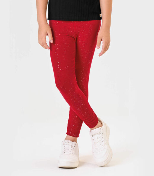 Legging Infantil Cotton Glitter Trick Nick Vermelho