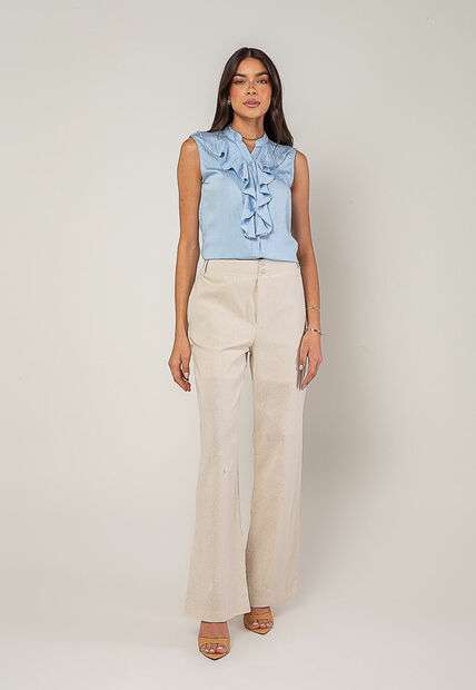 Regata Alfaiataria Com Babados Azul Salvatore