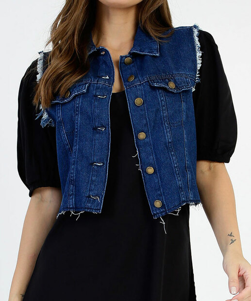 Colete Jeans Feminino Destroyed Marisa