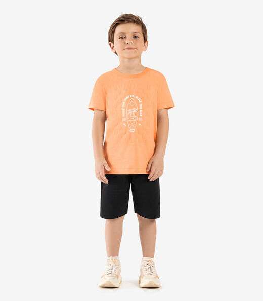 Camiseta Infantil Meia Malha Rovi Kids Laranja